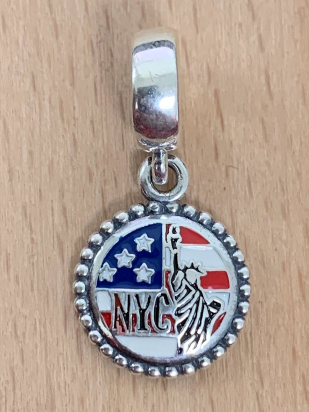 Pandora NYC Statue of Liberty & Flag Charm, S925 Silver Jewelry Bracelets
